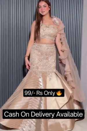 Rose Gold Shattering Silk Lehenga Choli with Cut Dana work and Draped Dupatta