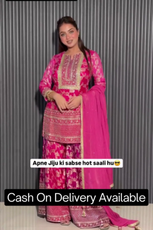 Embroidered Kurta, Sharara & Dupatta Set