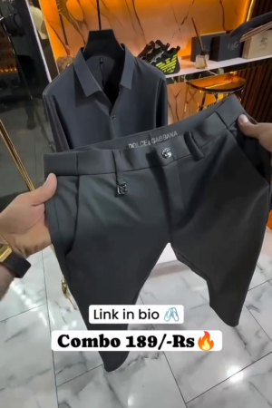 Men Regular Fit Black Cotton Blend Trousers and shirt