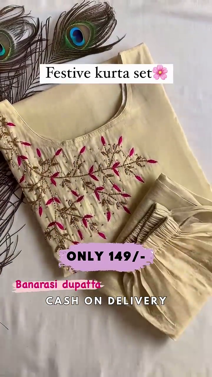 Festival Kurta Set With Two Color Banarashi Dupatta