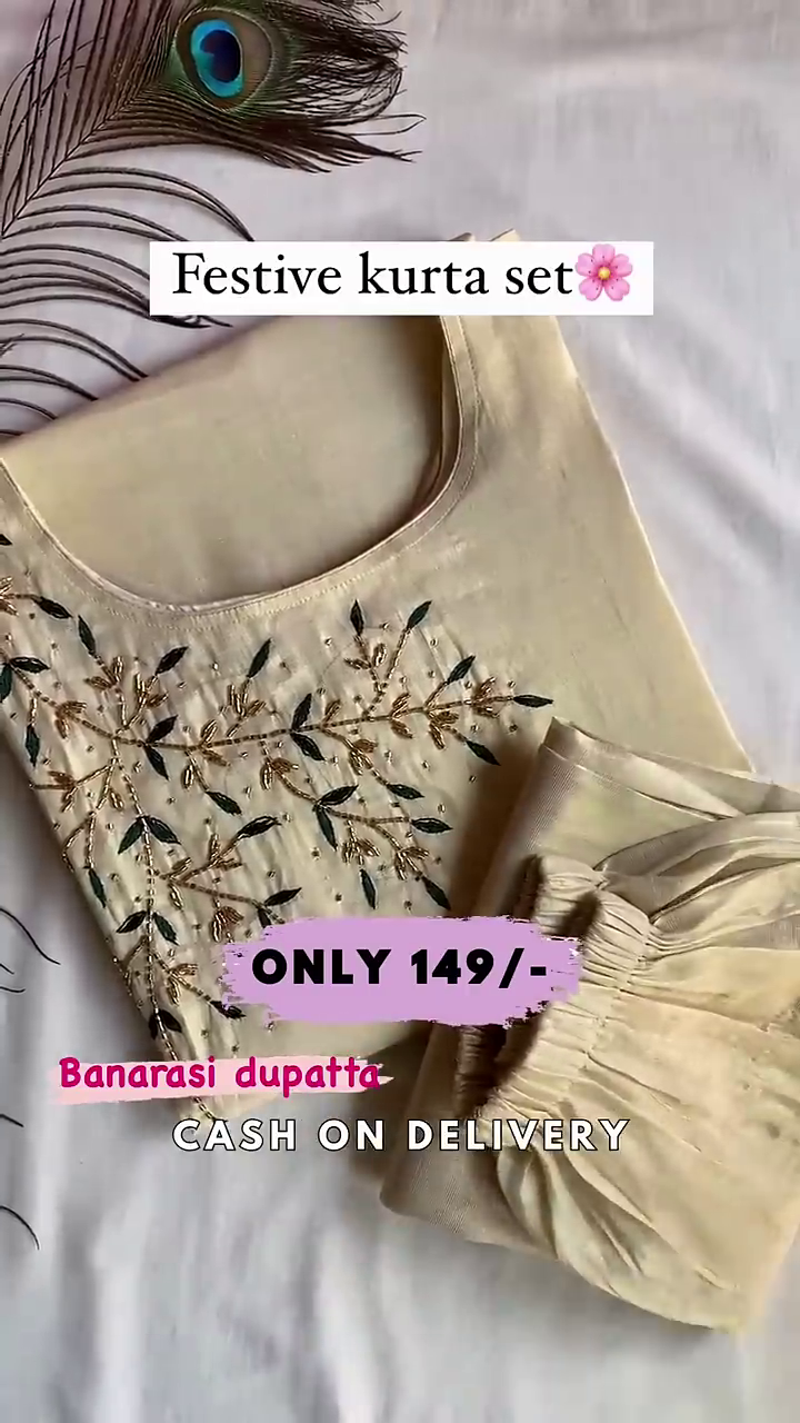 Festival Kurta Set With Two Color Banarashi Dupatta - Image 3