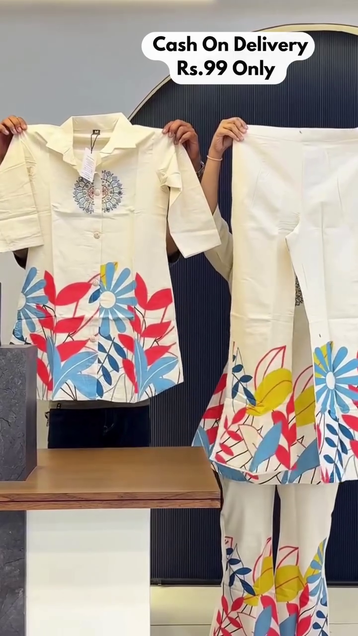 Printed Pure Cotton Tunic & Trousers Co-ords - Image 3