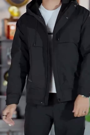 Men's Lightweight Waterproof Hooded Commuter Jacket (Black)