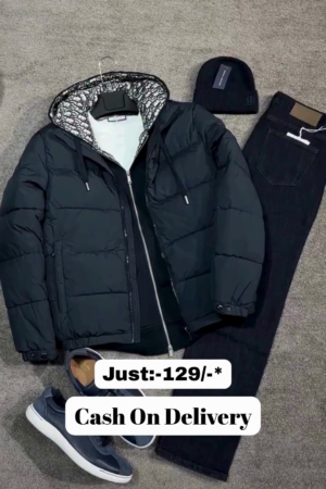 Men Self Design Puffer Jacket