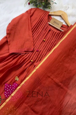 Premium Mul Chanderi Hand Work Anarkali Set – Timeless Festive Elegance