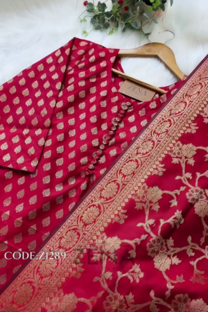 Semi Silk Banarasi Work Kurti Set – Elegant Festive Wear