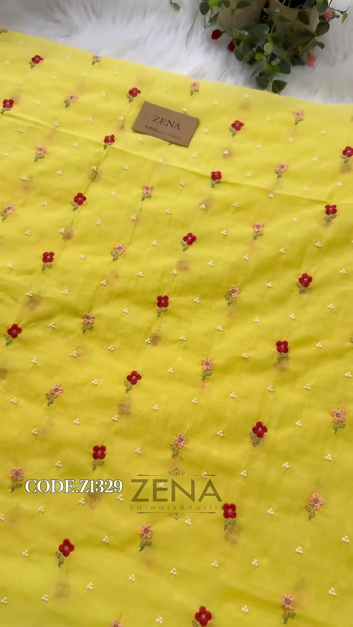 Signature Unstitched Suit 💛 Premium Mul Chanderi Embroidered Unstitched Suit – Redefining Ethnic Elegance - Image 8