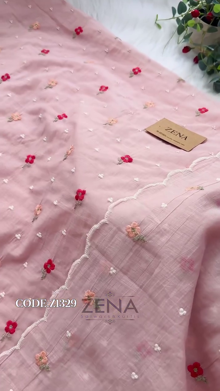 Signature Unstitched Suit 💛 Premium Mul Chanderi Embroidered Unstitched Suit – Redefining Ethnic Elegance - Image 7