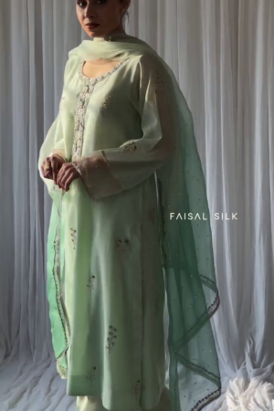 NEW READY TO WEAR COLLECTION WITH EMBROIDERY WORK LONG TOP - PENT WITH DUPATTA
