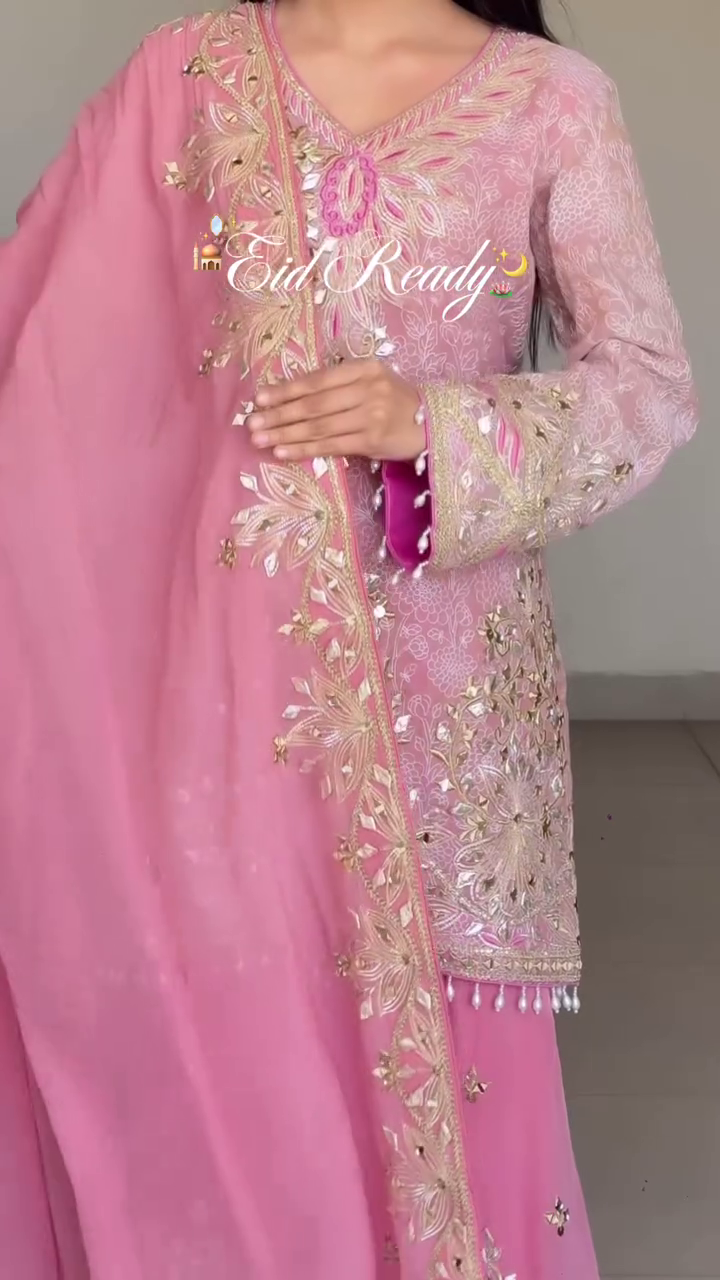 Women's Embroidery Sequence Work Sharara Set - Image 12