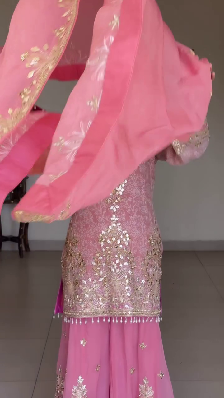 Women's Embroidery Sequence Work Sharara Set - Image 11