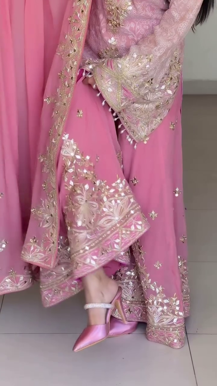 Women's Embroidery Sequence Work Sharara Set - Image 6