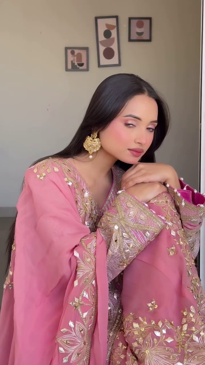 Women's Embroidery Sequence Work Sharara Set - Image 3