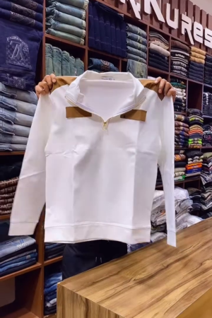 Men Chinese Collar Half Zipper Sweatshirt